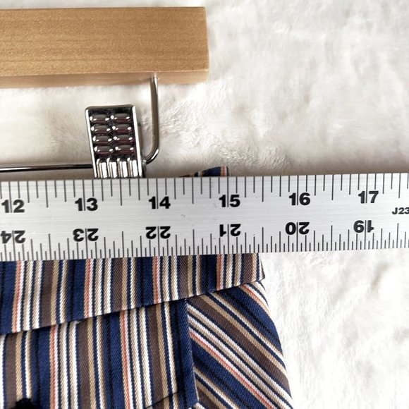 Trina Turk Los Angeles Women's Mini Skirt 6 Blue Tan Pink Stripe Button Pockets - Picture 7 of 8